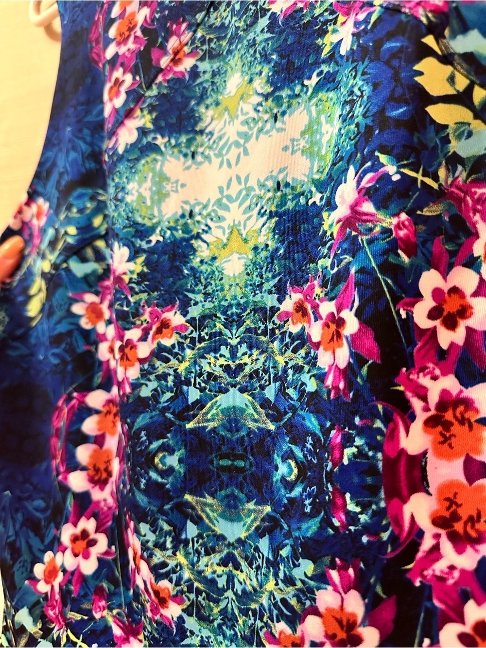 Cynthia Rowley Blue Floral Fit & Flare Sleeveless Dress Size 10 Stretch - Picture 4 of 8
